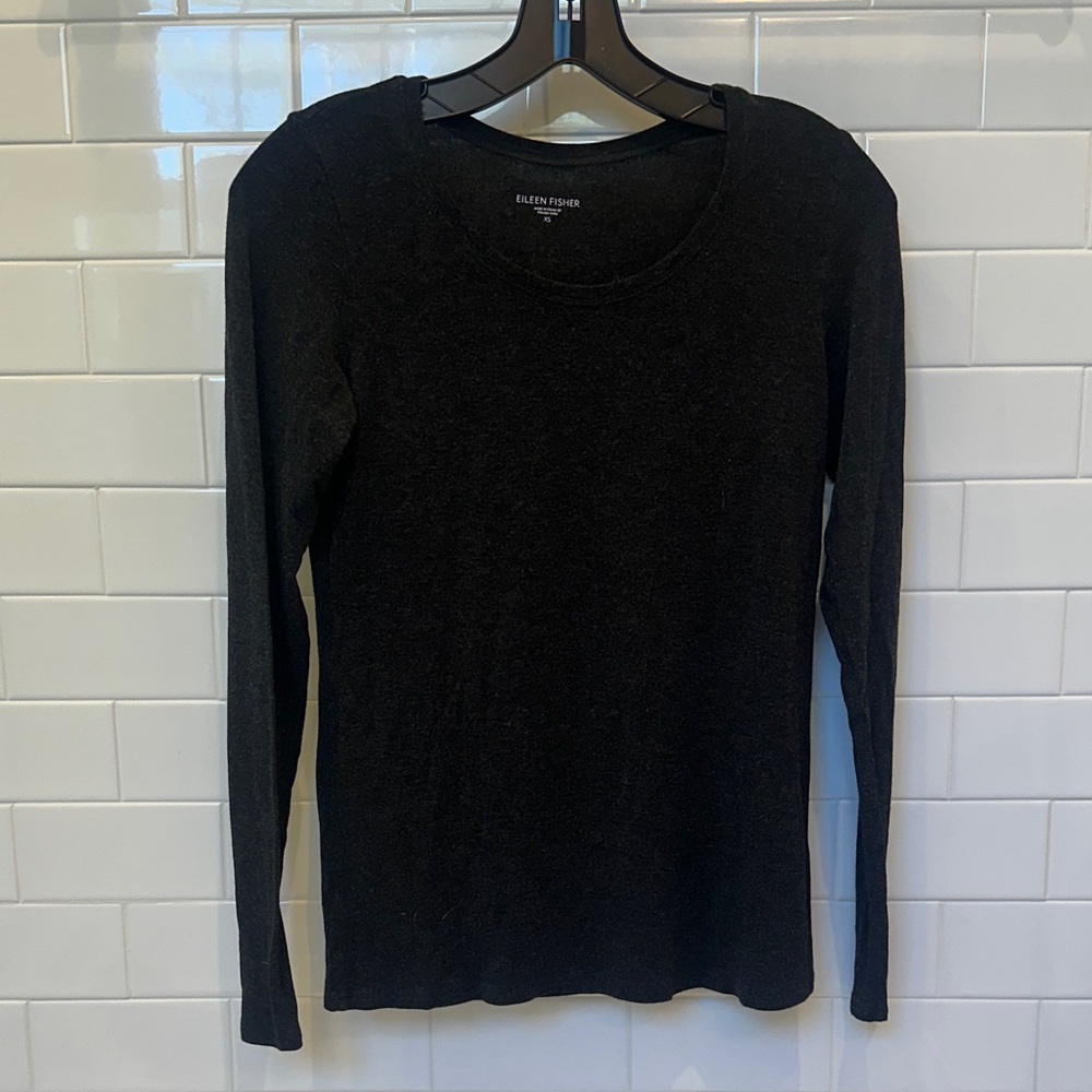 Eileen Fisher LS, Black Knit Top